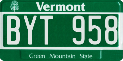 VT license plate BYT958