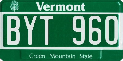 VT license plate BYT960