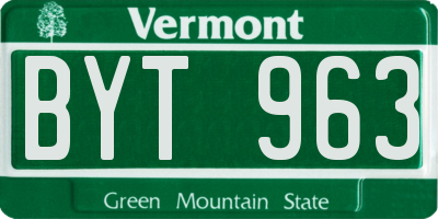 VT license plate BYT963