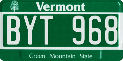 VT license plate BYT968