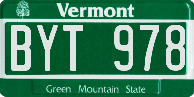 VT license plate BYT978