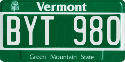 VT license plate BYT980