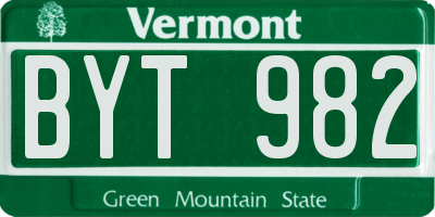 VT license plate BYT982