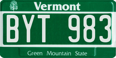 VT license plate BYT983