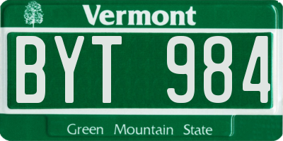 VT license plate BYT984