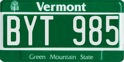 VT license plate BYT985