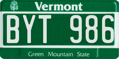 VT license plate BYT986