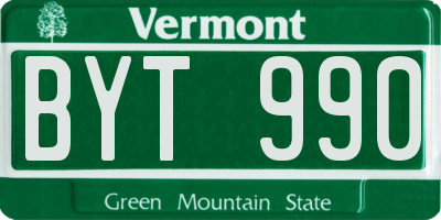 VT license plate BYT990