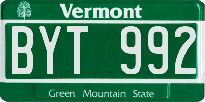 VT license plate BYT992