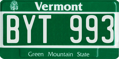 VT license plate BYT993