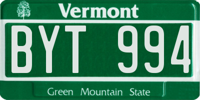 VT license plate BYT994
