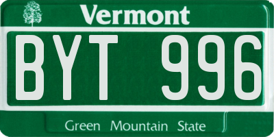 VT license plate BYT996