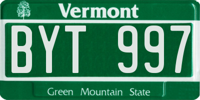 VT license plate BYT997