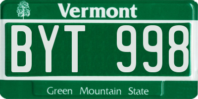 VT license plate BYT998