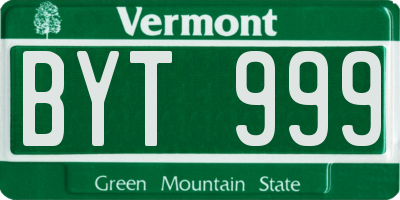 VT license plate BYT999