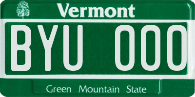 VT license plate BYU000