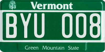 VT license plate BYU008