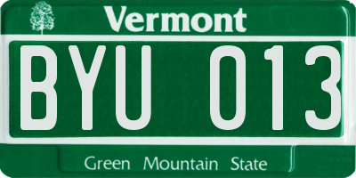 VT license plate BYU013