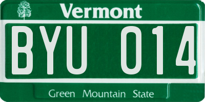 VT license plate BYU014