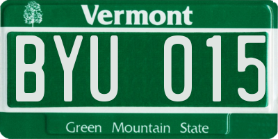 VT license plate BYU015