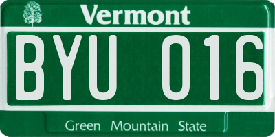 VT license plate BYU016