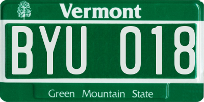 VT license plate BYU018