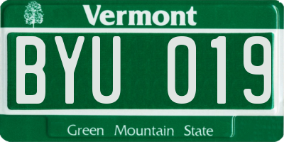 VT license plate BYU019