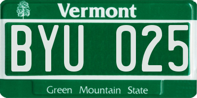 VT license plate BYU025