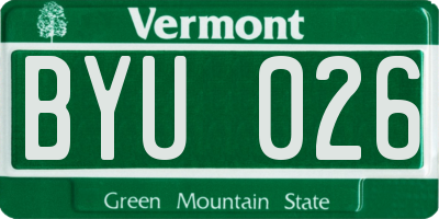 VT license plate BYU026