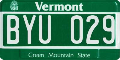 VT license plate BYU029