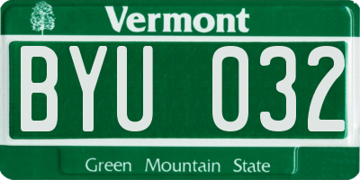 VT license plate BYU032