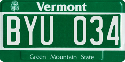 VT license plate BYU034