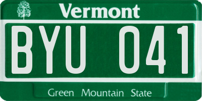 VT license plate BYU041