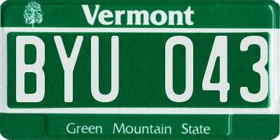 VT license plate BYU043