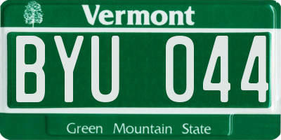 VT license plate BYU044