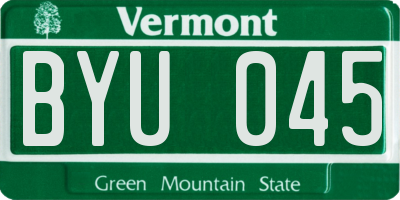 VT license plate BYU045