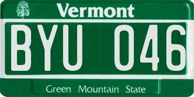 VT license plate BYU046