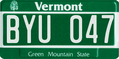 VT license plate BYU047