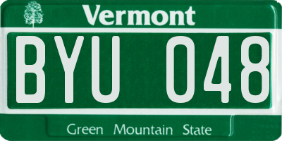 VT license plate BYU048