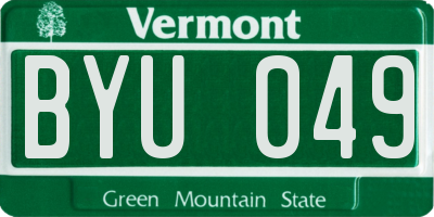 VT license plate BYU049
