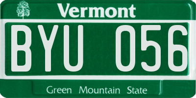 VT license plate BYU056
