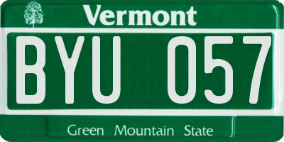 VT license plate BYU057