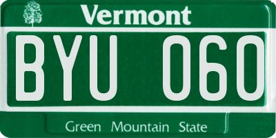 VT license plate BYU060