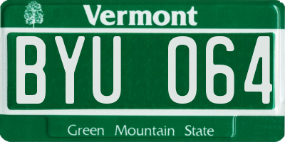 VT license plate BYU064