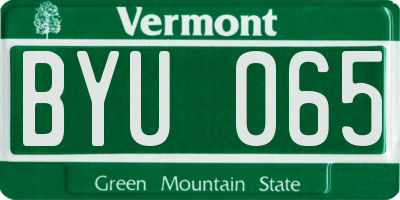 VT license plate BYU065