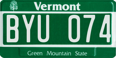 VT license plate BYU074