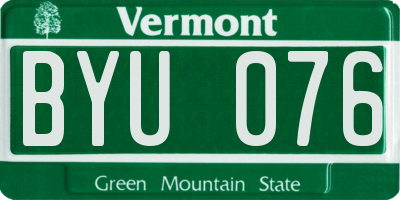 VT license plate BYU076