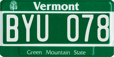 VT license plate BYU078