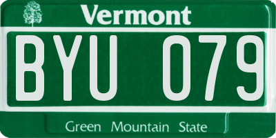 VT license plate BYU079