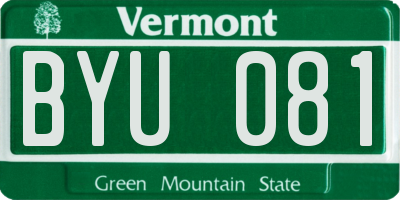 VT license plate BYU081